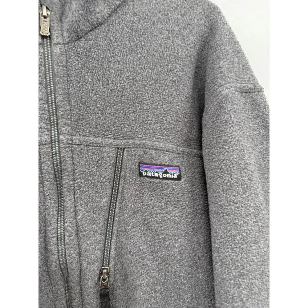 Patagonia Large Synchilla Fleece Jacket Mens Grey Full Zip Mock Neck Outdoor